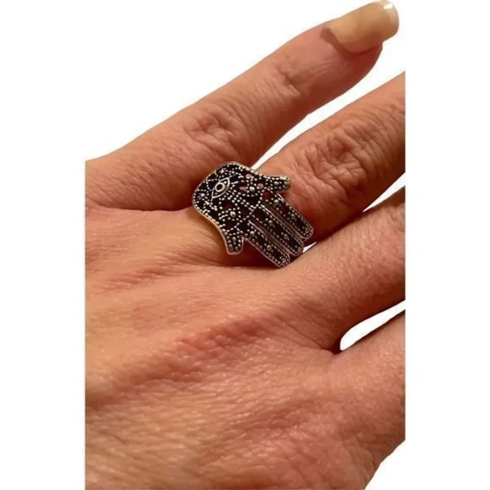 SILVER HAND RING - Picture 1 of 6